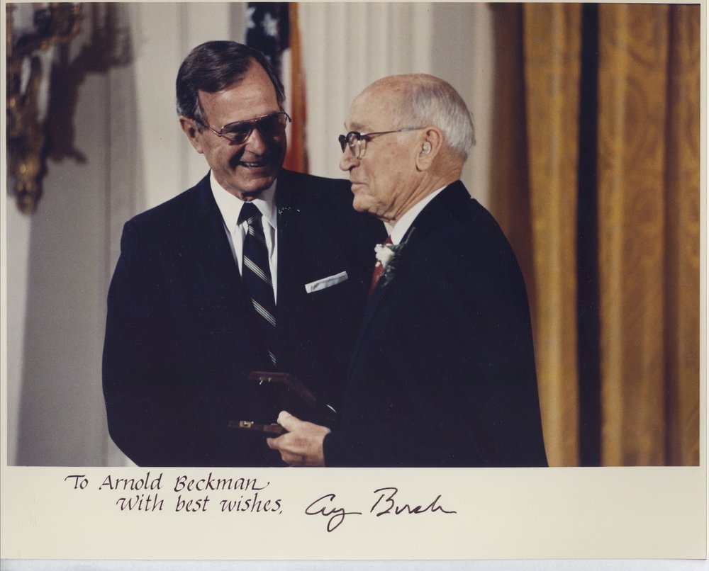 Beckman receives National Medal of Honor George Bush.jpg
