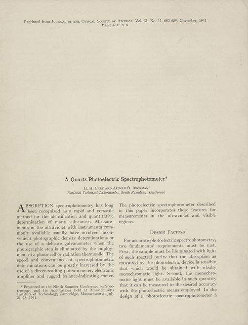 Journal Article_1941_A Quartz Photoelectric Spectrophotometer