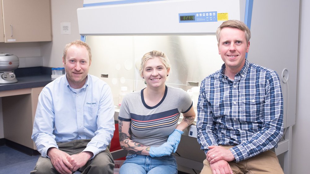 LeeAnn Hold, Mentors Peter Fuerst and Nathan Schiele, photo credit University of Idaho